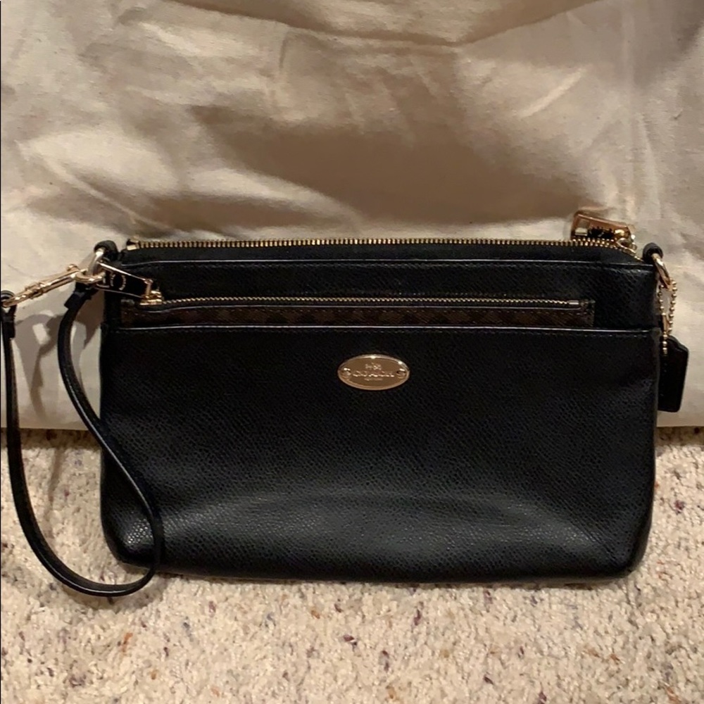 Coach black clutch wristlet